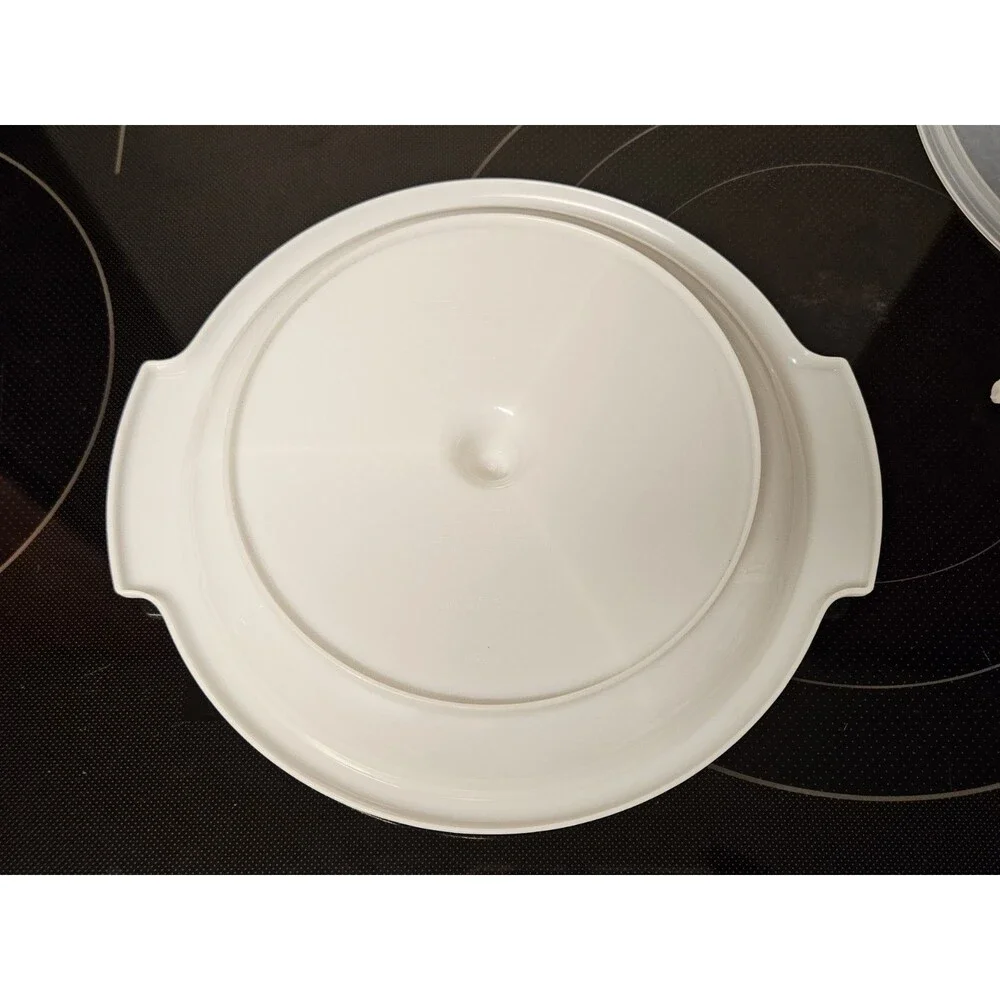 Vintage Tupperware White Suzette Divided Serving Tray With Lid 608-12 Excellent